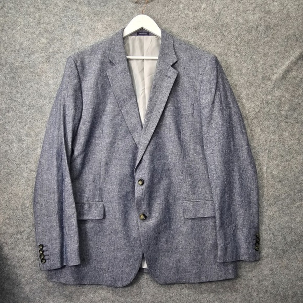 Linen Sport Coat‎ Mens 46 Long Large Blue Summer STAFFORD Preppy Textured 24x33